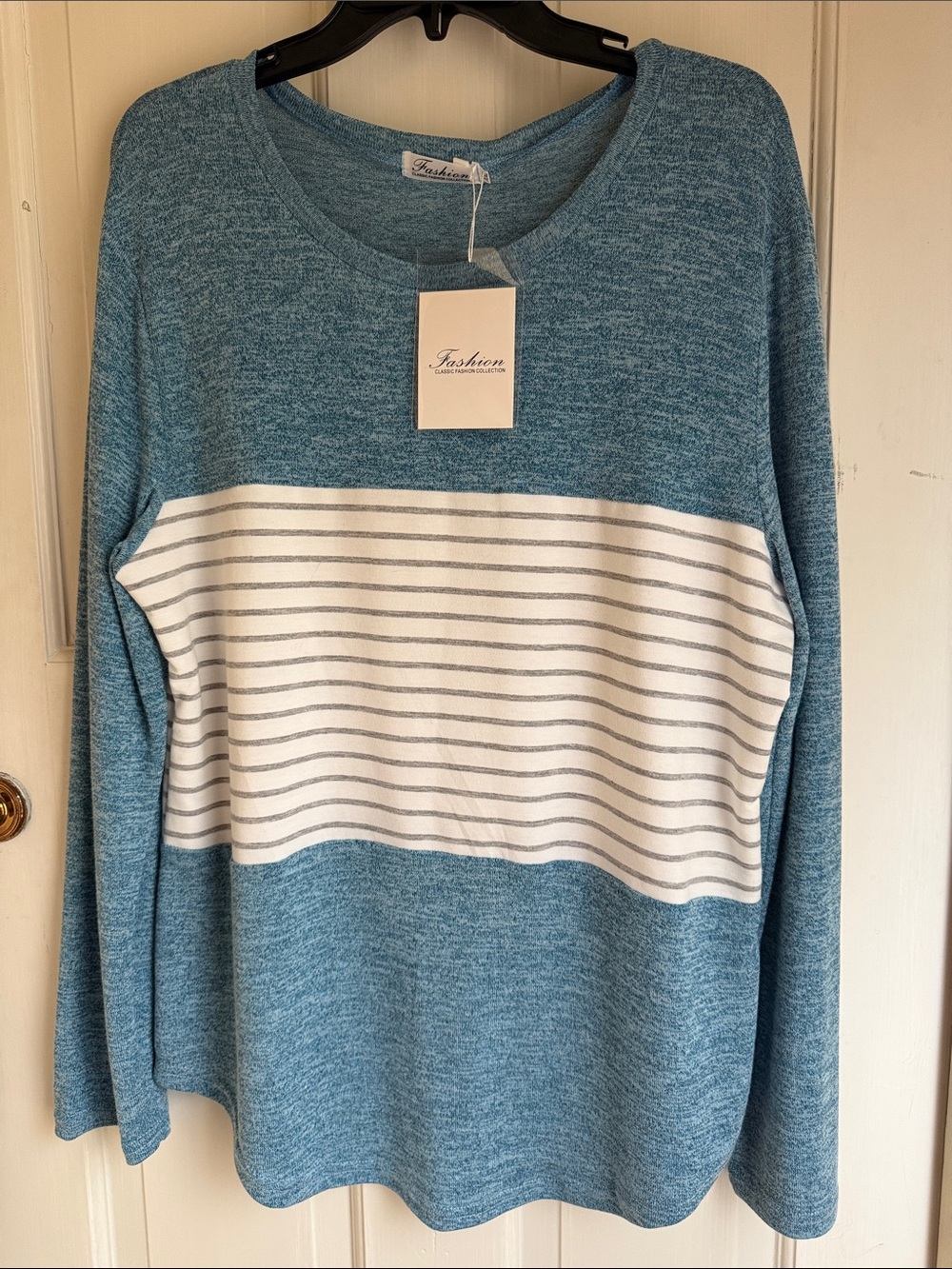 Blue and White Striped Top